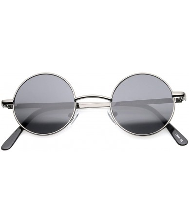 Oval Small Retro Lennon Inspired Style Neutral-Colored Lens Round Metal Sunglasses 41mm - Gunmetal / Smoke - CQ12N1NQMQP $19.64