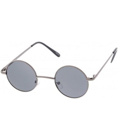 Oval Small Retro Lennon Inspired Style Neutral-Colored Lens Round Metal Sunglasses 41mm - Gunmetal / Smoke - CQ12N1NQMQP $19.64