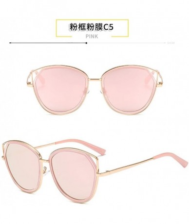 Cat Eye Voguish Sunglasses Cutout Alloy Glasses Cat Eyes Retro Sunglasses Casual Fashion Sunglasses (Color Pink) - Pink - CA1...