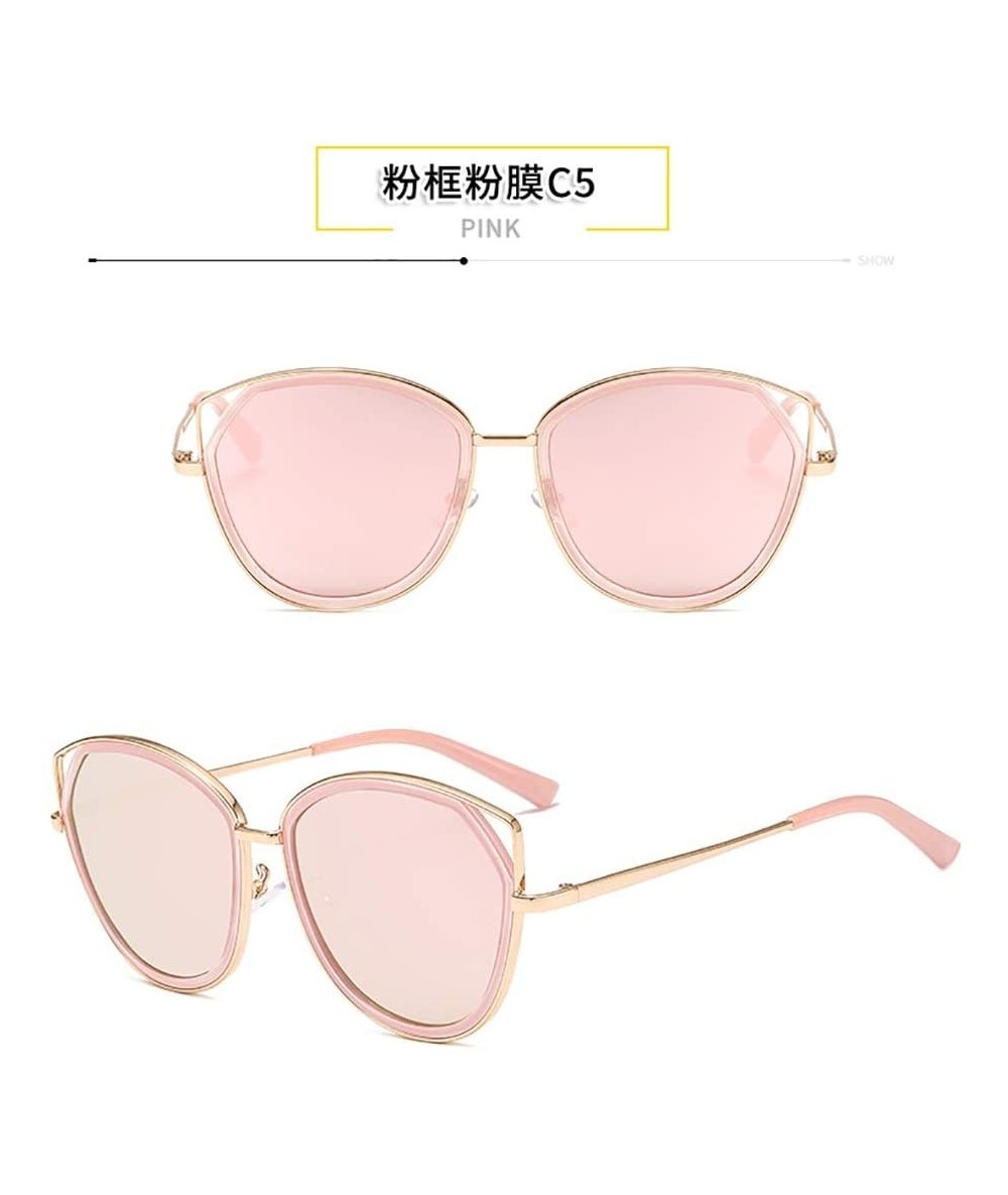 Cat Eye Voguish Sunglasses Cutout Alloy Glasses Cat Eyes Retro Sunglasses Casual Fashion Sunglasses (Color Pink) - Pink - CA1...