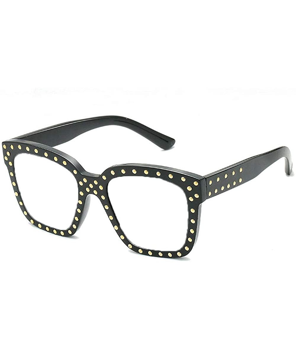 Oversized Large Oversized Square Retro Style Clear Lens Eyewear Sunglasses - Black-clear - CU12NYY1XRK $26.52