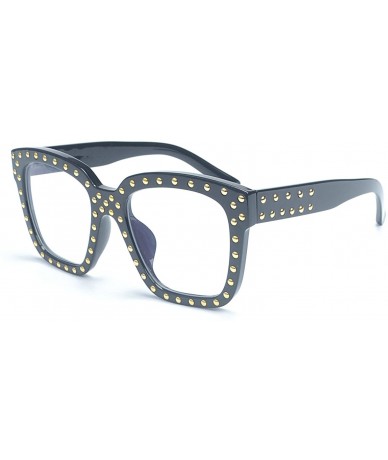 Oversized Large Oversized Square Retro Style Clear Lens Eyewear Sunglasses - Black-clear - CU12NYY1XRK $26.52