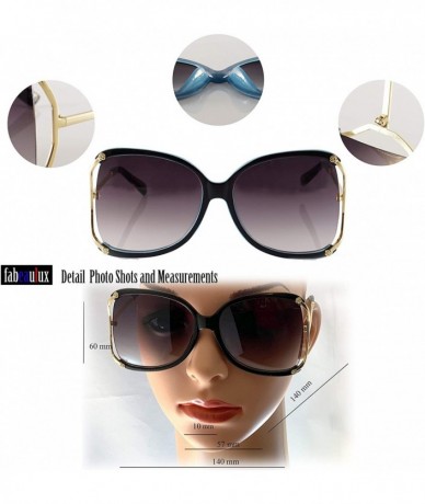 Butterfly Oversize Exposed Lens Rose Deco Metal Temple Butterfly Sunglasses A255 - Black Pink Beige/ Black - CZ18O3MA4O8 $25.38