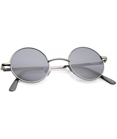 Oval Small Retro Lennon Inspired Style Neutral-Colored Lens Round Metal Sunglasses 41mm - Gunmetal / Smoke - CQ12N1NQMQP $19.64