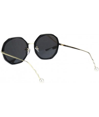 Round Womens Mod Geometric Color Mirrored Lens Round Luxury Sunglasses - Black Silver Mirror - CE18KI7XC4N $22.41