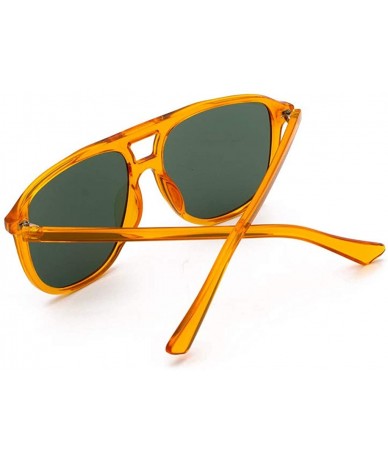 Sport Mirrored Lens UV400 Square Oversized Sunglasses for Women Men Flat Top Fashion Shades Eyewear - Yellow - CY18U96C5EE $1...