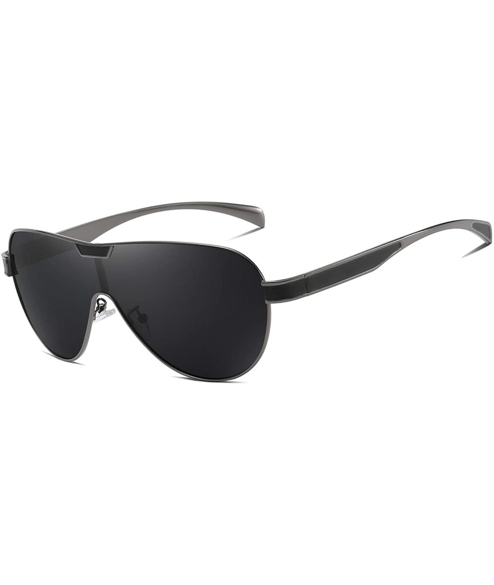 Oval Polarized Sunglasses for Men Oval Alloy Golden Frame for Driving Fishing UV400 Protection - Grey - CA18YDI27KD $28.98