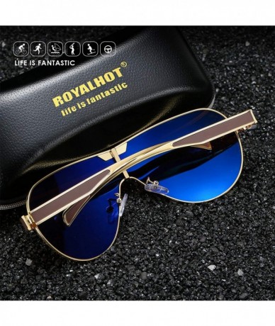 Oval Polarized Sunglasses for Men Oval Alloy Golden Frame for Driving Fishing UV400 Protection - Grey - CA18YDI27KD $28.98