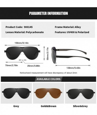 Oval Polarized Sunglasses for Men Oval Alloy Golden Frame for Driving Fishing UV400 Protection - Grey - CA18YDI27KD $28.98