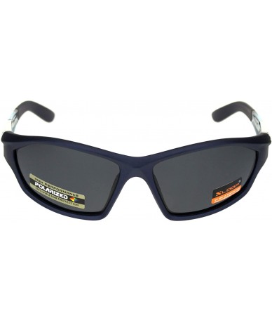 Oval Polarized Lens Mens Xloop Sunglasses Sporty Oval Wrap Around Matted Frames - Navy Blue (Black) - CJ18A9KNY2Q $23.40