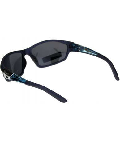 Oval Polarized Lens Mens Xloop Sunglasses Sporty Oval Wrap Around Matted Frames - Navy Blue (Black) - CJ18A9KNY2Q $23.40