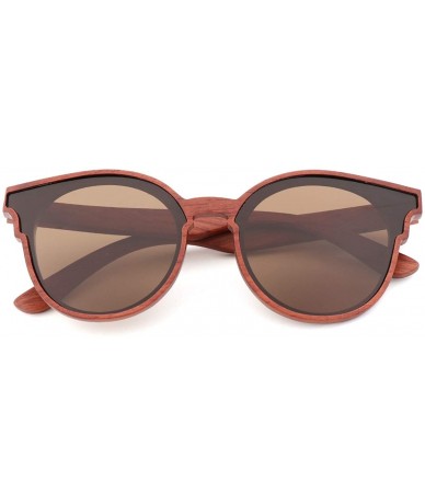 Aviator Women Wood Sunglasses Lady Retro Cateye Sun Glasses Polarized Glasses for men UV400 - C1 Brown Lens - CF18W7IR8RA $64.36