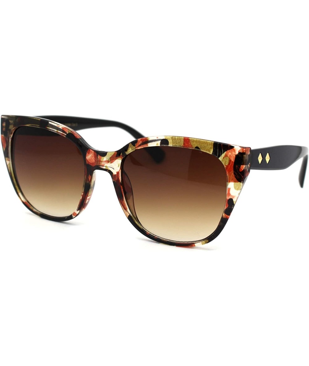 Oversized Womens Thick Oversize Cat Eye Shape Designer Sunglasses - Light Floral Brown - CC18YTIT4L8 $19.67