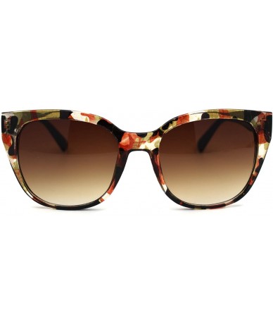 Oversized Womens Thick Oversize Cat Eye Shape Designer Sunglasses - Light Floral Brown - CC18YTIT4L8 $19.67