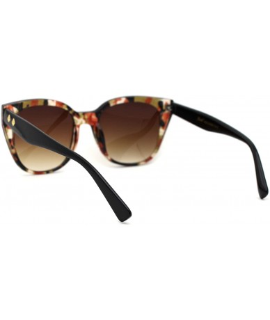 Oversized Womens Thick Oversize Cat Eye Shape Designer Sunglasses - Light Floral Brown - CC18YTIT4L8 $19.67