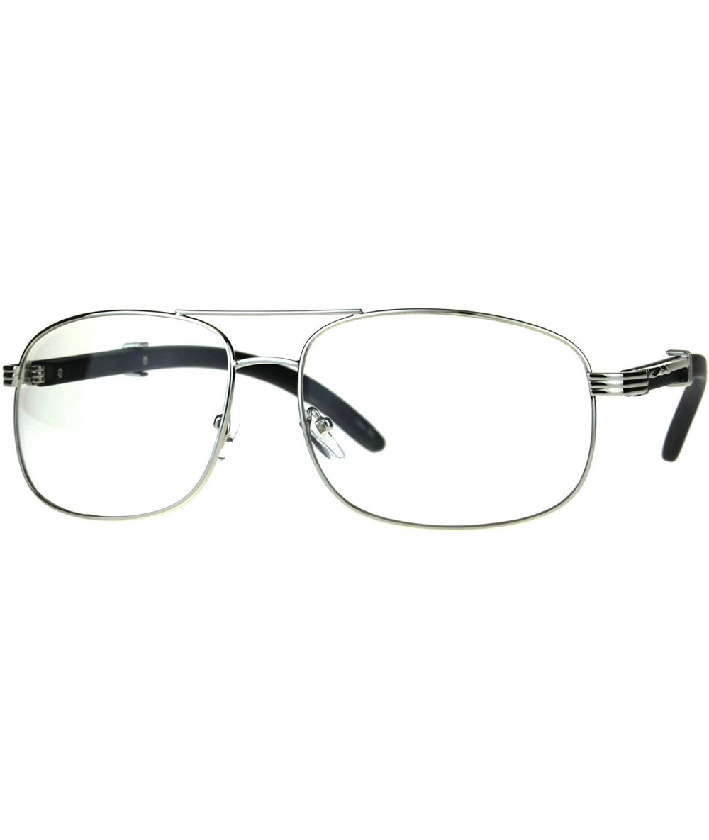 Oversized Mens Rectangular Art Nouveau Oversize OG Luxury Eye Glasses - Silver - CZ189H4GICR $26.71