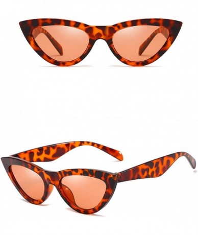 Sport Vintage Classic Retro Cat's Eye Frame Sunglasses for Women PC AC UV400 Sunglasses - Leopard Print - CF18SZUHYZD $28.59