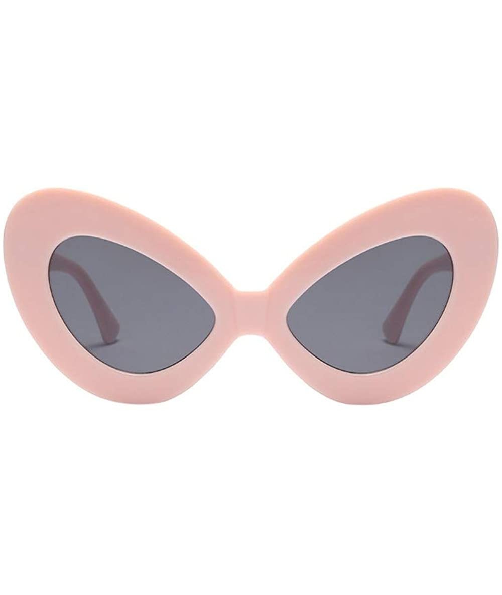 Oversized Women Vintage Big Oval Shape Frame Sunglasses Fashion Bat Eyes Eyewear Ladies - F - CC18TLXXZ0T $17.61