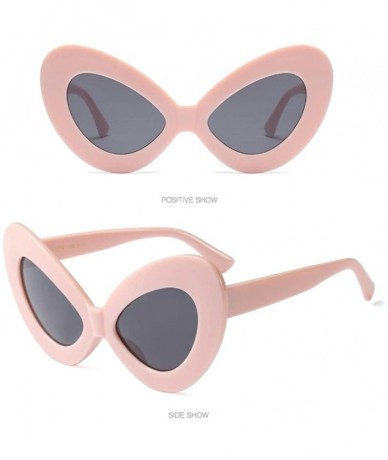 Oversized Women Vintage Big Oval Shape Frame Sunglasses Fashion Bat Eyes Eyewear Ladies - F - CC18TLXXZ0T $17.61