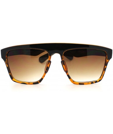 Square In and Out 2 Tone Trendy Futuristic Robot Curved Flat Top Square Sunglasses - Tortoise - CP11C7V6JUR $19.44