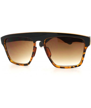 Square In and Out 2 Tone Trendy Futuristic Robot Curved Flat Top Square Sunglasses - Tortoise - CP11C7V6JUR $19.44