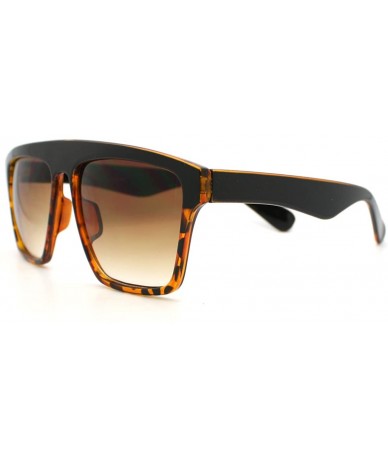 Square In and Out 2 Tone Trendy Futuristic Robot Curved Flat Top Square Sunglasses - Tortoise - CP11C7V6JUR $19.44