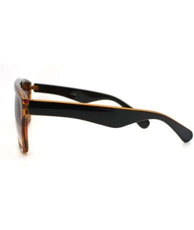 Square In and Out 2 Tone Trendy Futuristic Robot Curved Flat Top Square Sunglasses - Tortoise - CP11C7V6JUR $19.44