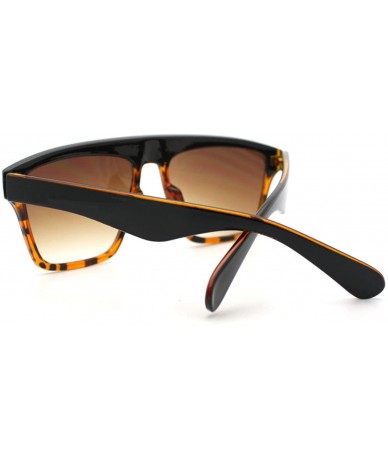 Square In and Out 2 Tone Trendy Futuristic Robot Curved Flat Top Square Sunglasses - Tortoise - CP11C7V6JUR $19.44