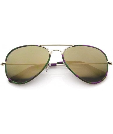 Aviator Camouflage Print Fabric Teardrop Shape Lens Aviator Sunglasses 60mm - Gold-purple-camo / Smoke Mirror - CU12J347F7V $...