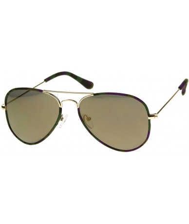 Aviator Camouflage Print Fabric Teardrop Shape Lens Aviator Sunglasses 60mm - Gold-purple-camo / Smoke Mirror - CU12J347F7V $...