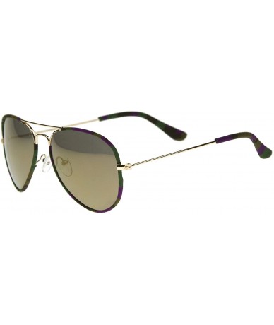 Aviator Camouflage Print Fabric Teardrop Shape Lens Aviator Sunglasses 60mm - Gold-purple-camo / Smoke Mirror - CU12J347F7V $...