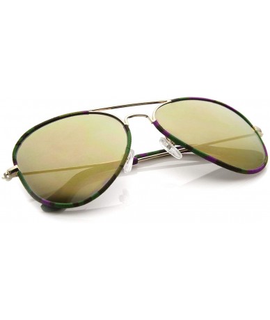 Aviator Camouflage Print Fabric Teardrop Shape Lens Aviator Sunglasses 60mm - Gold-purple-camo / Smoke Mirror - CU12J347F7V $...