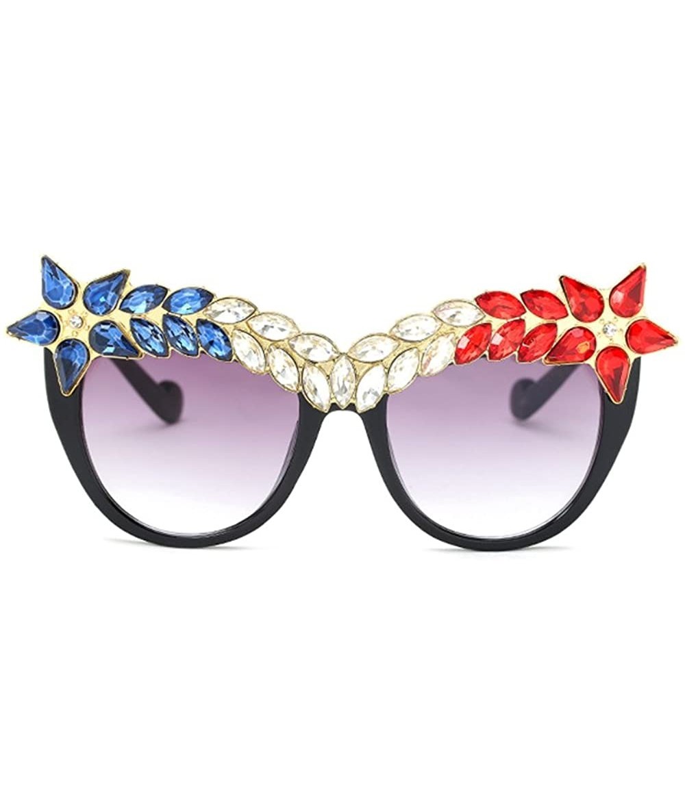 Oversized Womens Luxury Diamond Decorated Sunglasses UV400 Retro Eyeglasses - Style 03 - C918GWWWIWC $25.06