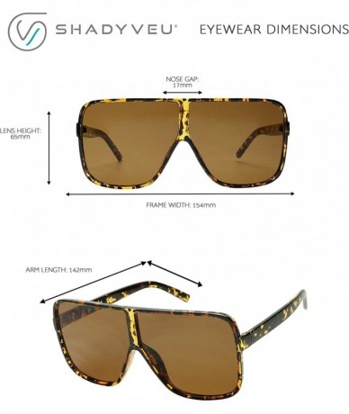 Square Oversized Flat Top Half Round Sunglasses Flat Lens Shield Women's Fashion Shades - Tortoise - CK18ARWGEMK $22.77