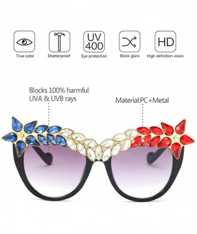 Oversized Womens Luxury Diamond Decorated Sunglasses UV400 Retro Eyeglasses - Style 03 - C918GWWWIWC $25.06