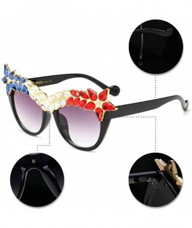 Oversized Womens Luxury Diamond Decorated Sunglasses UV400 Retro Eyeglasses - Style 03 - C918GWWWIWC $25.06