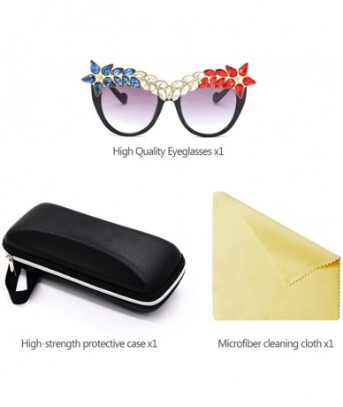 Oversized Womens Luxury Diamond Decorated Sunglasses UV400 Retro Eyeglasses - Style 03 - C918GWWWIWC $25.06