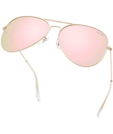 Oval Classic Polarized Aviator Sunglasses UV Mirrored Lens Metal Retro Shades - CV196MAQ25D $23.48