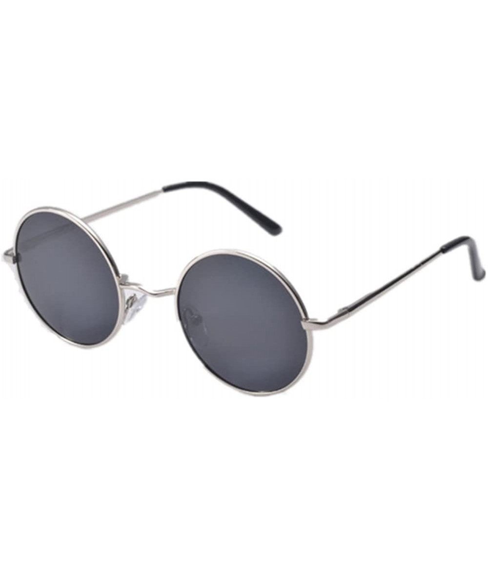 Rimless Men Polarized Round Sunglasses Vintage Retro Glasses Women Driving Eyewear - Silver Grey - CL17YSYSR73 $18.69