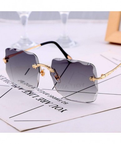 Square Sunglasses Rimless Fashion Streetwear - Grey - CF194DMHD92 $55.63