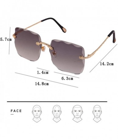 Square Sunglasses Rimless Fashion Streetwear - Grey - CF194DMHD92 $55.63