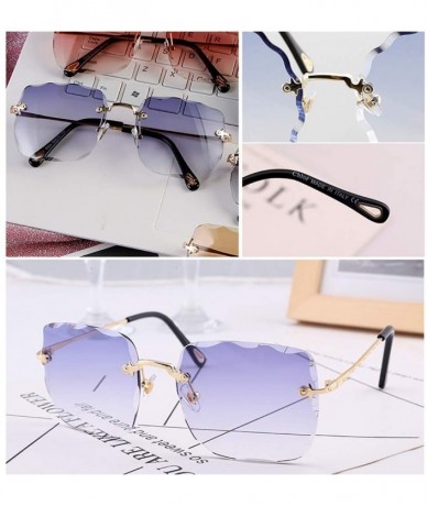 Square Sunglasses Rimless Fashion Streetwear - Grey - CF194DMHD92 $55.63