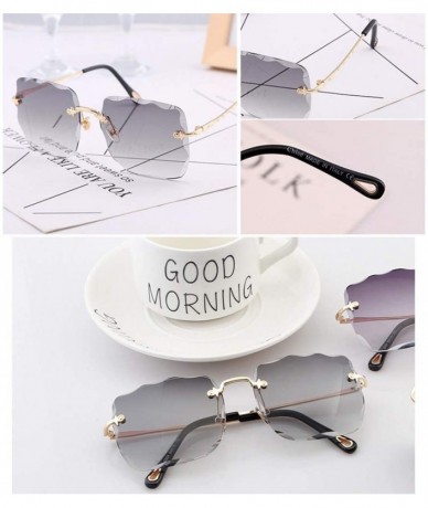 Square Sunglasses Rimless Fashion Streetwear - Grey - CF194DMHD92 $55.63