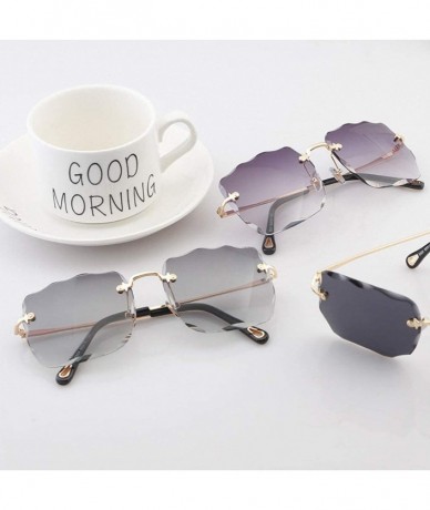 Square Sunglasses Rimless Fashion Streetwear - Grey - CF194DMHD92 $55.63