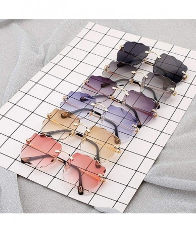 Square Sunglasses Rimless Fashion Streetwear - Grey - CF194DMHD92 $55.63