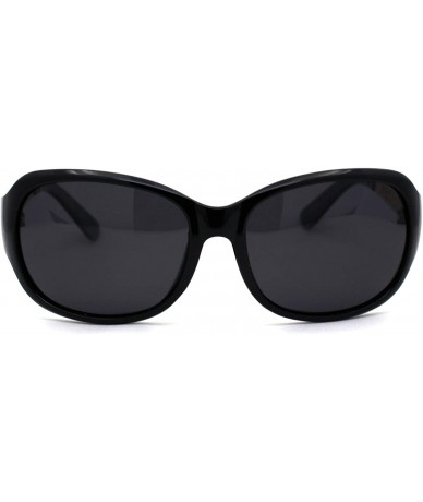 Oval Polarized Antiglare Floral Diecut Arm Luxury Butterfly Sunglasses - Black Gold Black - CH196WL3QWQ $22.78