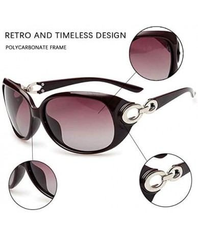 Oval Oversized Polarized Sunglasses for Women-Classic Stylish Oval Design Big Shades UV Protection 8044 - Wine Red - CF197RL6...