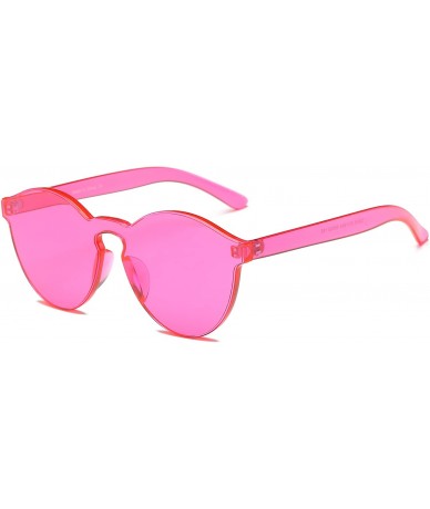 Round Colorful Transparent Tinted Retro Round Sunglasses - Hotpink - C6185IONQGU $34.77