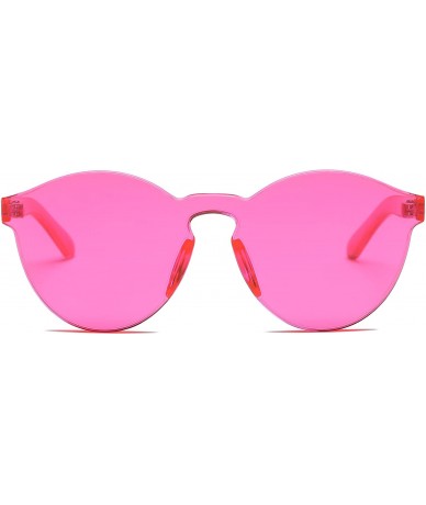 Round Colorful Transparent Tinted Retro Round Sunglasses - Hotpink - C6185IONQGU $34.77