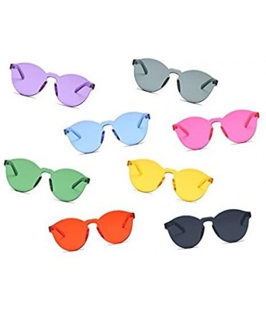 Round Colorful Transparent Tinted Retro Round Sunglasses - Hotpink - C6185IONQGU $34.77